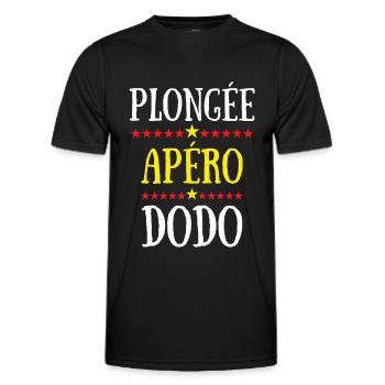 plongée apéro dodo - T-shirt sport Homme - noir - Devant - AI Model Male 178 dark (178cm)