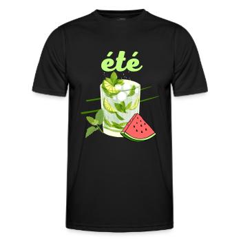 été cocktail mojito pastèque couleurs vives - T-shirt sport Homme - noir - Devant - AI Model Male 178 dark (178cm)