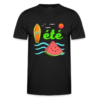 été mer océan pastèque couleurs vives surf - T-shirt sport Homme - noir - Devant - AI Model Male 178 dark (178cm)