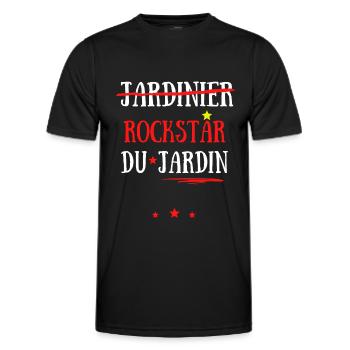 JARDINIER OU LA ROCK STAR DU JARDIN - T-shirt sport Homme - noir - Devant - AI Model Male 178 dark (178cm)