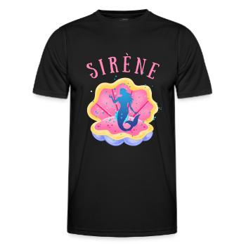 sirène coquillage perle - T-shirt sport Homme - noir - Devant - AI Model Male 178 dark (178cm)