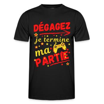 gaming dégagez je termine ma partie - T-shirt sport Homme - noir - Devant - AI Model Male 178 dark (178cm)