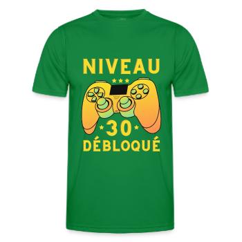 Niveau 30 débloqué jeux vidéo gaming anniversaire - T-shirt sport Homme - vert - Devant - AI Model Male 178 dark (178cm)