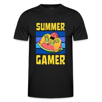 SUMMER GAMER JEU VIDÉO ESPORTS - T-shirt sport Homme - noir - Devant - AI Model Male 178 dark (178cm)