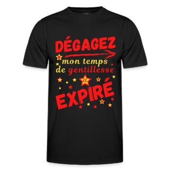 Dégagez mon temps de gentillesse a expiré - T-shirt sport Homme - noir - Devant - AI Model Male 178 dark (178cm)