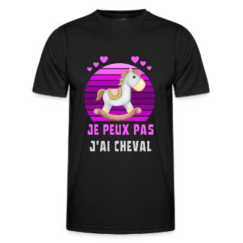 Cheval Equitation Humour - J''ai cheval à bascule - T-shirt sport Homme - noir - Devant - AI Model Male 178 dark (178cm)