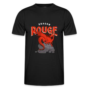 Dragon Rouge sur un Rocher - T-shirt sport Homme - noir - Devant - AI Model Male 178 dark (178cm)