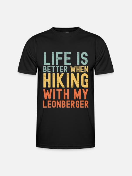 Leonberger Hiking dog retro - Men's Functional T-Shirt - black