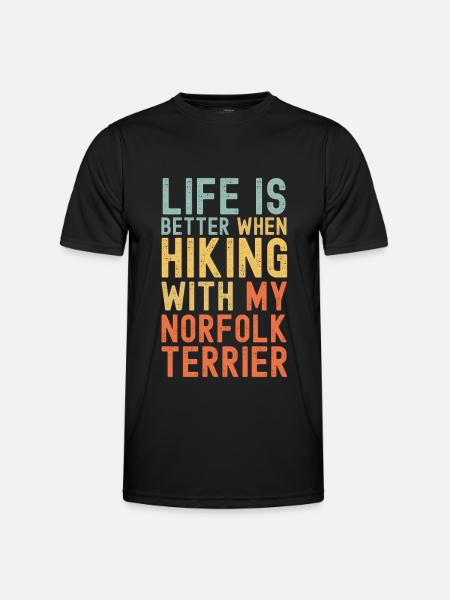 Norfolk-Terrier Hiking dog retro - Men's Functional T-Shirt - black