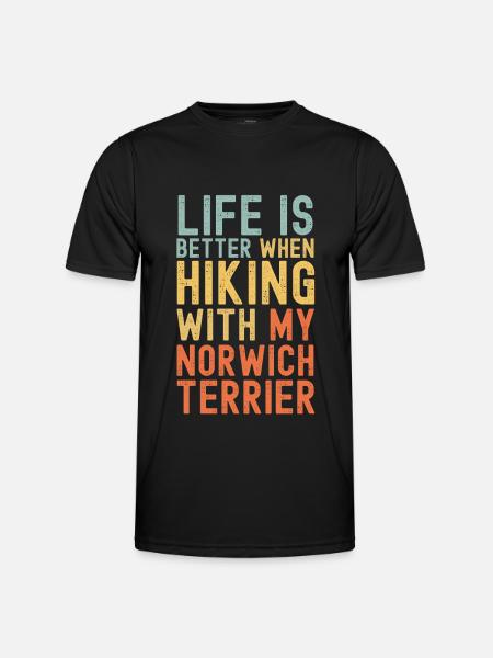 Norwich-Terrier Hiking dog retro - Men's Functional T-Shirt - black