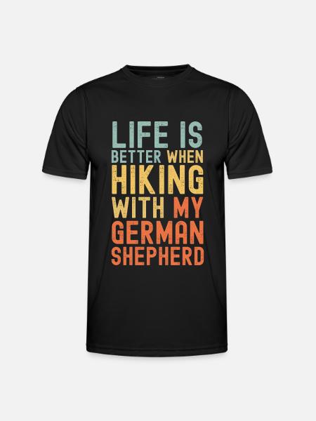 German-Shepherd Hiking dog retro - Men's Functional T-Shirt - black
