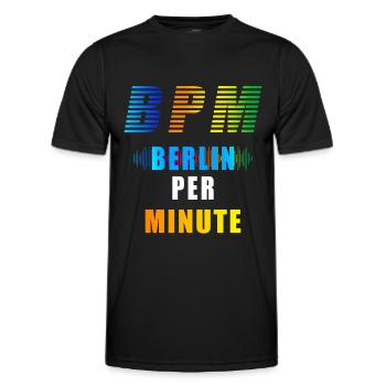 EDM BPM Berlin Per Minute - Men's Functional T-Shirt - black - Front - AI Model Male 178 dark (178cm)