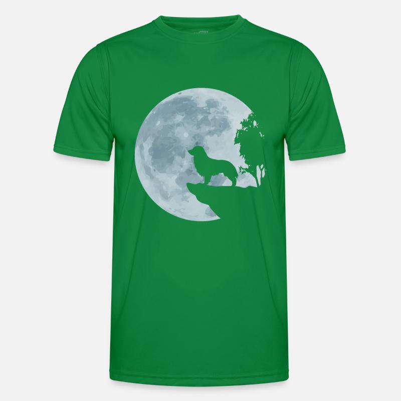 Australian Shepherd Dog Aussie Full Moon Gift Men's Functional T-Shirt