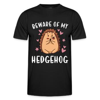 Hedgie Beware Of My Hedgehog - Men's Functional T-Shirt - black - Front - AI Model Male 178 dark (178cm)