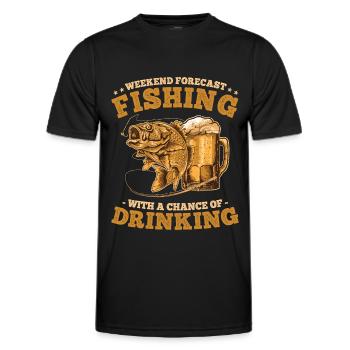 Prévisions de pêche et de consommation d’alcool pour la fin de semaine des pêcheurs - T-shirt sport Homme - noir - Devant - AI Model Male 178 dark (178cm)