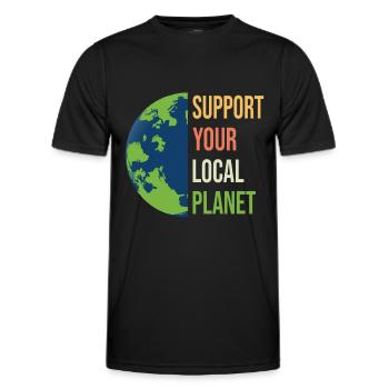 Support votre local Planète Protection de la nature - T-shirt sport Homme - noir - Devant - AI Model Male 178 dark (178cm)
