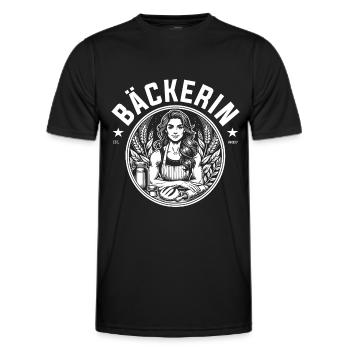 Cooles Bäckerin Design – Liebe, Mehl und Magie - Männer Funktions-T-Shirt - Schwarz - Vorne - AI Model Male 178 dark (178cm)