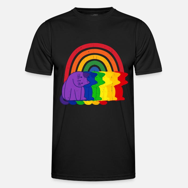 Rainbow Cats Regenbogen Katze Männer Funktions-T-Shirt