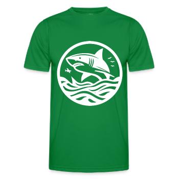 Springender Hai - Haifisch Silhouetten Design - Männer Funktions-T-Shirt - Kelly Green - Vorne - AI Model Male 178 dark (178cm)