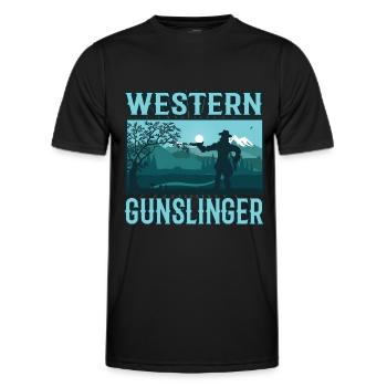 Western Gunslinger, das coole Cowboy Design - Männer Funktions-T-Shirt - Schwarz - Vorne - AI Model Male 178 dark (178cm)