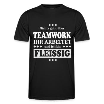 Lustiges Teamwork Design - Männer Funktions-T-Shirt - Schwarz - Vorne - AI Model Male 178 dark (178cm)