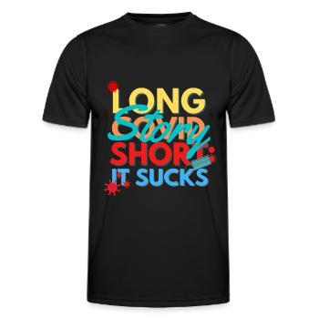 Longue histoire courte: C’est nul - T-shirt sport Homme - noir - Devant - AI Model Male 178 dark (178cm)