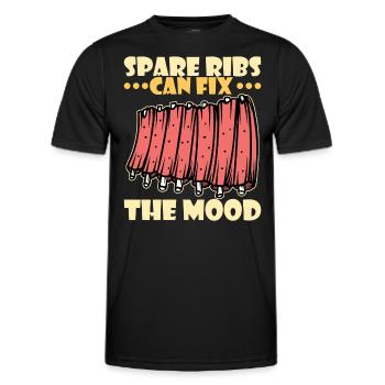 BBQ Spare Ribs Grill Smoker Meat Pork Rib - Men's Functional T-Shirt - black - Front - AI Model Male 178 dark (178cm)