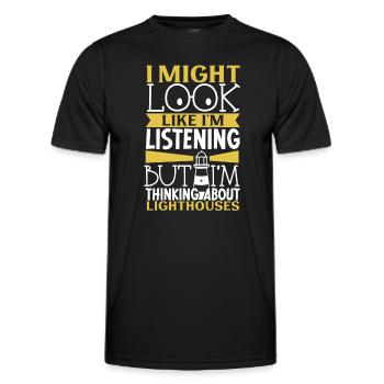Lighthouse Seaside Nautical I Love Lighthouse - Men's Functional T-Shirt - black - Front - AI Model Male 178 dark (178cm)