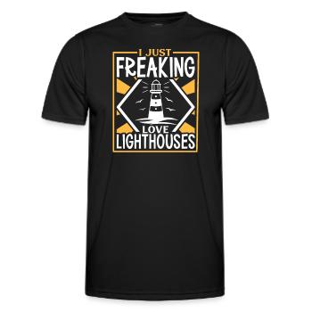Lighthouse Seaside Nautical I Love Lighthouse - Men's Functional T-Shirt - black - Front - AI Model Male 178 dark (178cm)