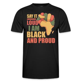 Afro Black Girl Pride Afro Girl Afrocentric - Men's Functional T-Shirt - black - Front - AI Model Male 178 dark (178cm)
