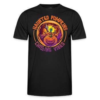 Creepy Pumpkin Halloween Costume Autumn Autumn - Men's Functional T-Shirt - black - Front - AI Model Male 178 dark (178cm)