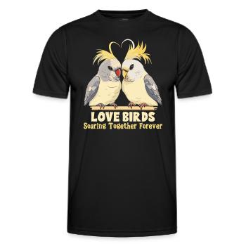 Saint Valentin Tourterelles Oiseau Motif Romantique - T-shirt sport Homme - noir - Devant - AI Model Male 178 dark (178cm)