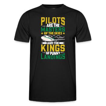 Pilote Aviation Avion Compagnie aérienne Futurs pilotes - T-shirt sport Homme - noir - Devant - AI Model Male 178 dark (178cm)