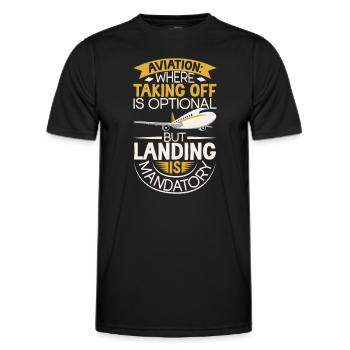 Pilote Aviation Avion Compagnie aérienne Futurs pilotes - T-shirt sport Homme - noir - Devant - AI Model Male 178 dark (178cm)