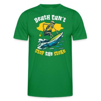 Lustiger Surfer, Der Skelett-strand-stoke-brandung - Männer Funktions-T-Shirt - Kelly Green - Vorne - AI Model Male 178 dark (178cm)