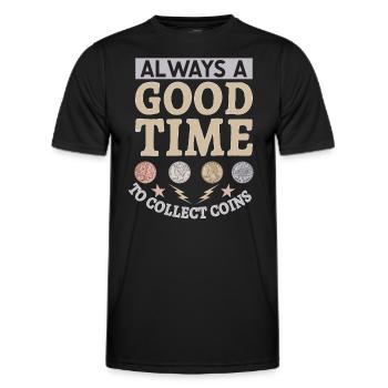 Funny coin collection for coin collectors and - Men's Functional T-Shirt - black - Front - AI Model Male 178 dark (178cm)