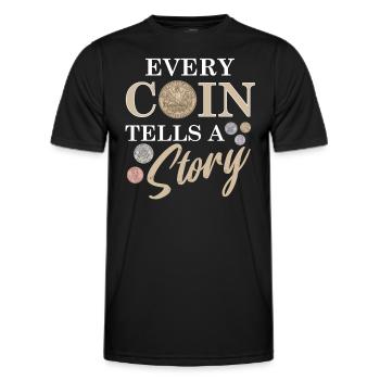 Funny coin collection for coin collectors and - Men's Functional T-Shirt - black - Front - AI Model Male 178 dark (178cm)