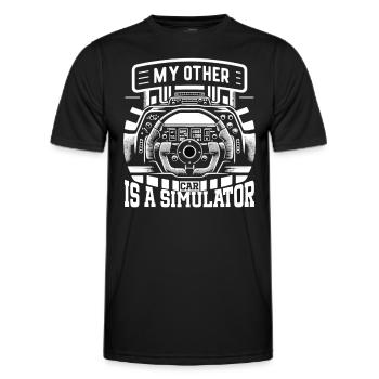 Sim Racing Simulator Cockpit Esports Racer - Men's Functional T-Shirt - black - Front - AI Model Male 178 dark (178cm)
