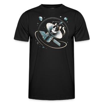 Chat, Astronaute, Astronomie, Système Solaire Externe - T-shirt sport Homme - noir - Devant - AI Model Male 178 dark (178cm)