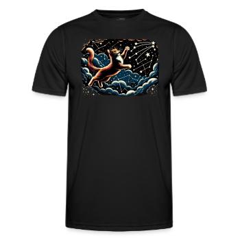 Chat, Astronaute, Astronomie, Système Solaire Externe - T-shirt sport Homme - noir - Devant - AI Model Male 178 dark (178cm)