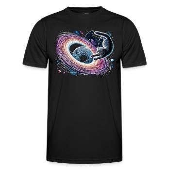 Chat, Astronaute, Astronomie, Système Solaire Externe - T-shirt sport Homme - noir - Devant - AI Model Male 178 dark (178cm)