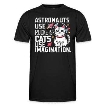 Chat, Astronaute, Astronomie, Système Solaire Externe - T-shirt sport Homme - noir - Devant - AI Model Male 178 dark (178cm)