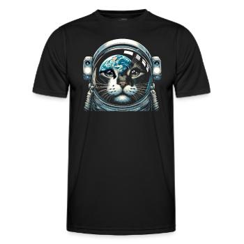 Chat, Astronaute, Astronomie, Système Solaire Externe - T-shirt sport Homme - noir - Devant - AI Model Male 178 dark (178cm)