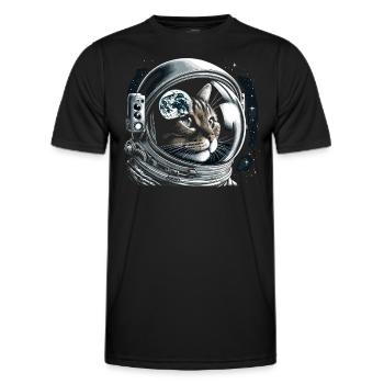 Chat, Astronaute, Astronomie, Système Solaire Externe - T-shirt sport Homme - noir - Devant - AI Model Male 178 dark (178cm)