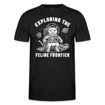 Chat, Astronaute, Astronomie, Système Solaire Externe - T-shirt sport Homme - noir - Devant - AI Model Male 178 dark (178cm)