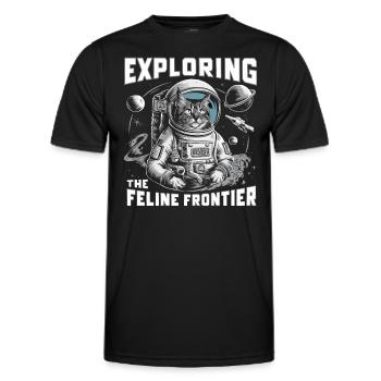 Chat, Astronaute, Astronomie, Système Solaire Externe - T-shirt sport Homme - noir - Devant - AI Model Male 178 dark (178cm)