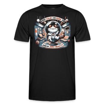 Chat, Astronaute, Astronomie, Système Solaire Externe - T-shirt sport Homme - noir - Devant - AI Model Male 178 dark (178cm)