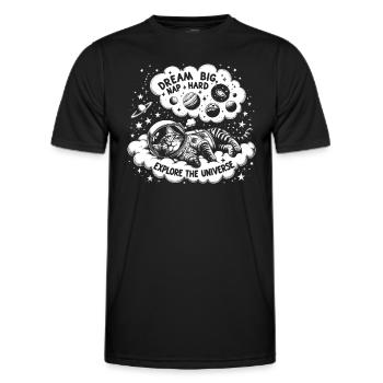 Chat, Astronaute, Astronomie, Système Solaire Externe - T-shirt sport Homme - noir - Devant - AI Model Male 178 dark (178cm)