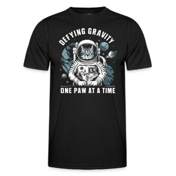 Chat, Astronaute, Astronomie, Système Solaire Externe - T-shirt sport Homme - noir - Devant - AI Model Male 178 dark (178cm)