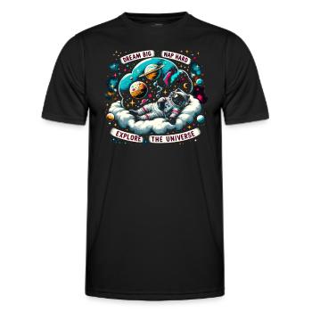 Chat, Astronaute, Astronomie, Système Solaire Externe - T-shirt sport Homme - noir - Devant - AI Model Male 178 dark (178cm)